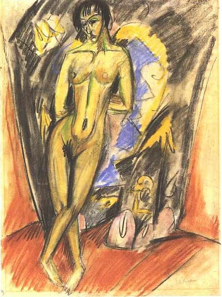 Ernst Ludwig Kirchner Standing female nude in frot of a tent oil painting image